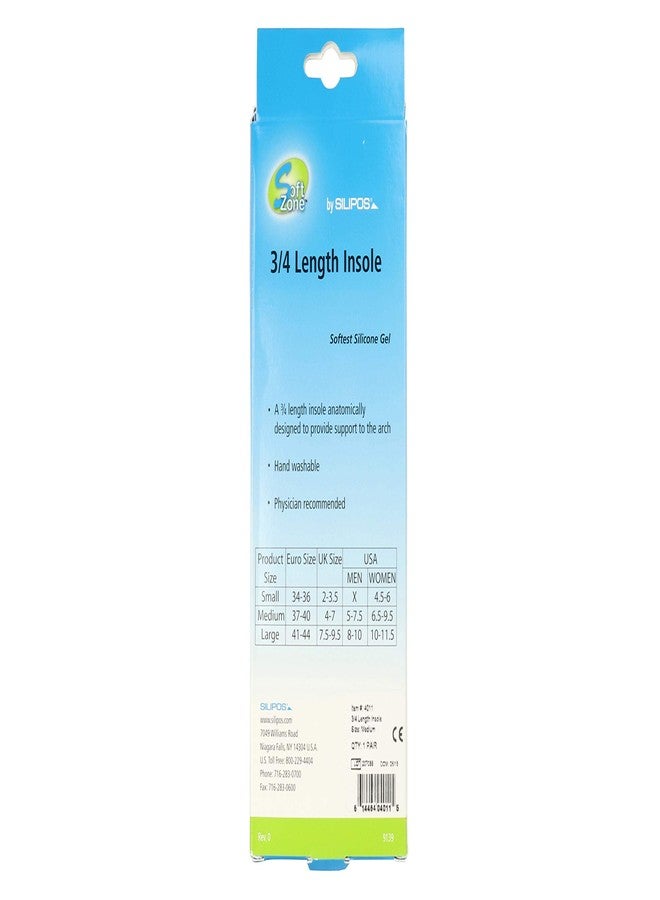 Silipos SoftZone 4011 ¾ Length Foot Insole - Medium, Multi-Density Silicone Cushion with Deep Heel Cup for Arch Support, Pressure Relief, Absorbing Shock - Image 3